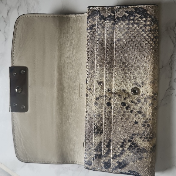 COACH Kristin Python Wallet Slim Envelope Silver Parchment - Picture 3 of 11